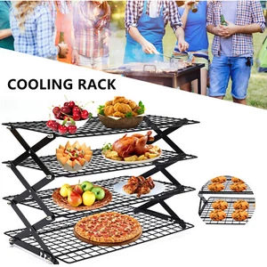 4 Tier Collapsible Cooling Rack Baking Cookie Rack Stackable Cooling Bakeware - Picture 1 of 18