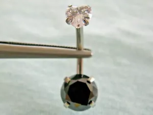 1.96ctw 100% REAL BLACK DIAMOND BELLY RING WITH HEART,DOUBLE,CERT,DIAMOND TESTER - Picture 1 of 12