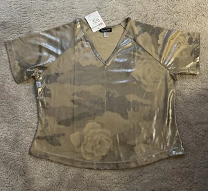 WOODPECKER CASUAL COLLECTION Ladies Short Sleeve Gold Top, Size 18/20 - Picture 1 of 4