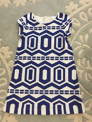 NUEVO CON ETIQUETAS Vestido Gymboree Azul Real Blanco Geométrico Ponte Cambio 6 MOD ABOUT NARANJA Foto 1 de 3