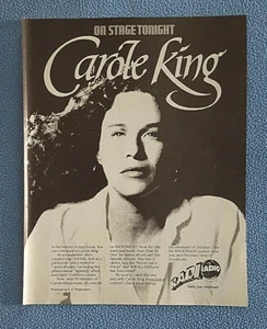 Vintage 1982 Carole King Radio Konzert Print Werbung RadioRadio 2. Oktober 1982 - Bild 1 von 1