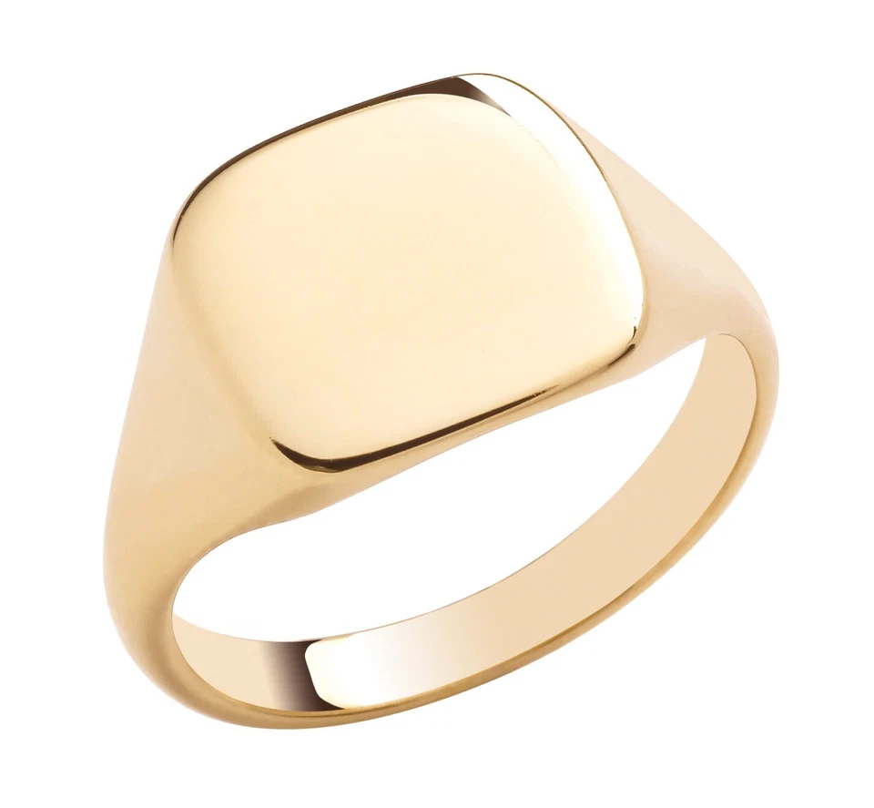 9ct Yellow Gold on Silver Heavy Signet Ring size M N O P Q R S T U V W X Y Z - Image 1 of 4