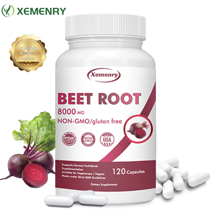 XEMENRY Raíz de remolacha 8000 mg - Ayuda en la circulación saludable, corazón, apoyo a la presión arterial