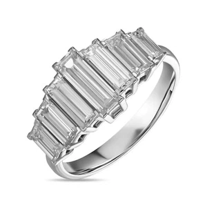 0.57 CT 14K White Gold Lab Grown Fancy Baguette Cut Diamond Ring For Wedding - Picture 1 of 4