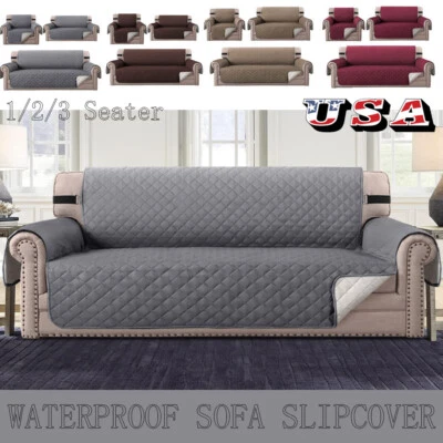 1/2/3 Seater Quilted Couch Sofa Cover Waterproof Pet Dog Mat Protector Slipcover - Image 1 of 4