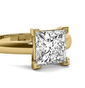 Solitaire V Prong 4.05 Ct VS1 H Lab Grown Princess Cut Diamond Engagement Ring - Picture 1 of 5