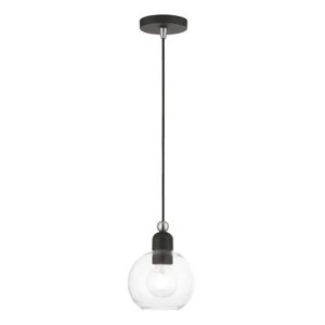 Livex Downtown 1 Light Sphere Mini Pendant, BK/Brushed NK - 48971-04 - Picture 1 of 1