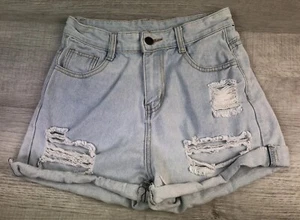 Chicklit Jeans High Rise Daisy Dukes Short Shorts Distressed Grunge Women’s W26” - Picture 1 of 15