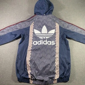 Y2K Adidas Originals Blue Shell Tile Windbreaker Full Zip Jacket Coat Women S - Picture 1 of 8