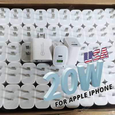 Dual Port PD USB A & Type C Plug Fast Charger Brick For iPhone 16 14 Samsung Lot - Image 1 of 4