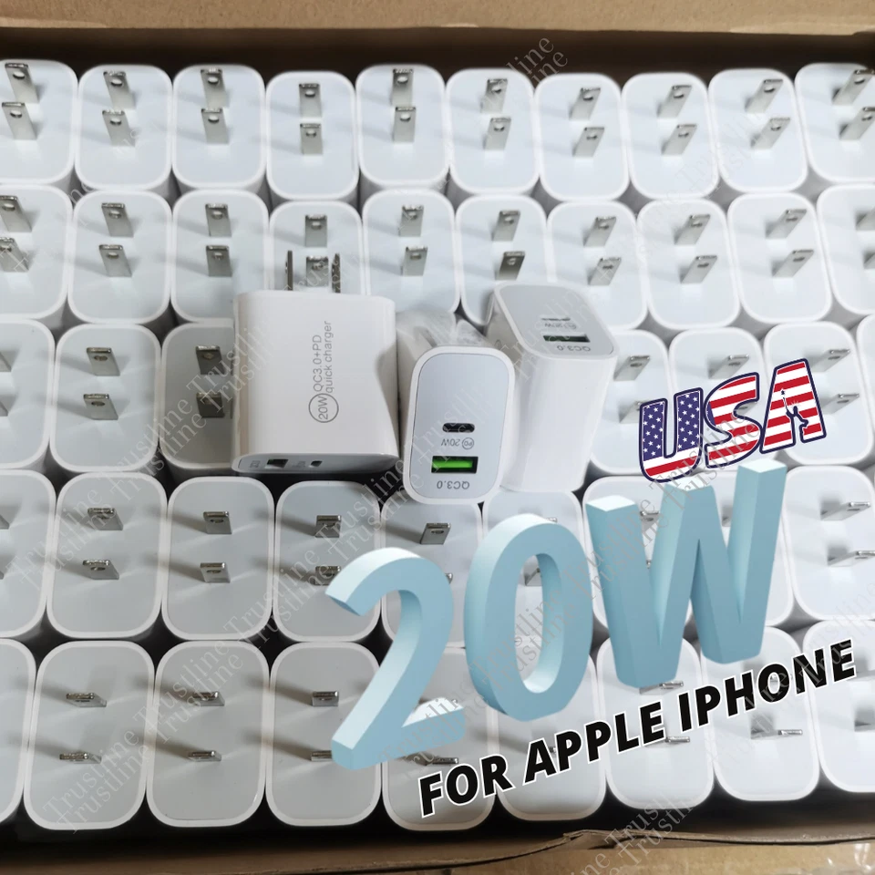 Dual Port PD USB A & Type C Plug Fast Charger Brick For iPhone 16 14 Samsung Lot - Image 1 of 4