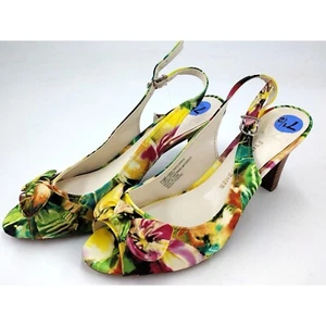 Etienne Aigner E-Darla Floral Slingback, Peep-toe Size 7.5 with 3in. Heels - Picture 1 of 8