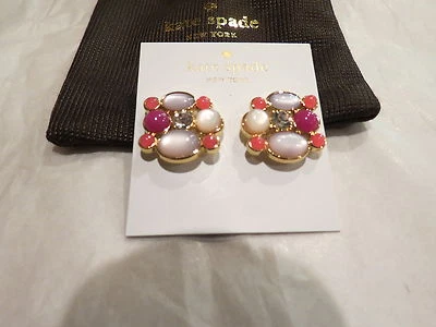 Kate Spade Bashful Blossom Stud Earrings Pink Multi & Gold $48 Authentic New NWT - Image 1 of 4