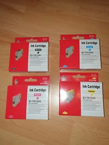 Set Inkt Cartridge For Epson-Cyan/Yellow/Magenta/Black-EI-T01291,2,3,4 with chip - Afbeelding 1 van 10
