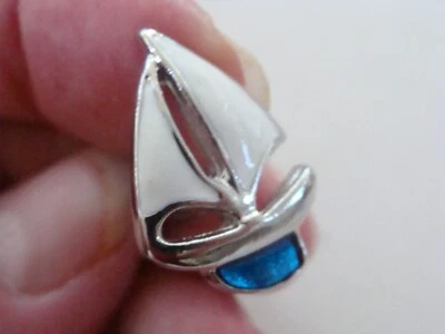 Par de gemelos velero vela blanco azul barco boda cumpleaños caja de regalo Foto 1 de 4