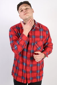 Corduroy Shirt 90s Retro Men Vintage Top Red Size M-SH3229 - Picture 1 of 5