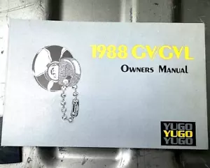 1988 YUGO GV/GVL OWNERS MANUAL in EXCELLENT CONDITION with Free Shipping - Foto 1 di 3