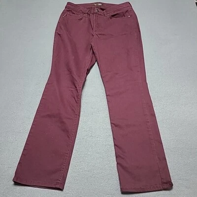 Pantalones de mezclilla Lee para mujer ligeros 10 pierna recta tiro medio calce regular borgoña Foto 1 de 4