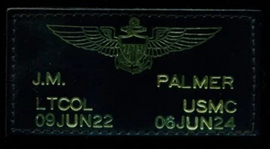 USMC LTCOL Palmer Leder Namensschild Patch A-8 - Bild 1 von 2