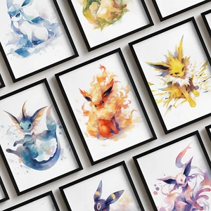 Pokémon Eevee Evolutions Wall Art Posters Retro Print Picture Gift Home A4 A3 A2 - Picture 1 of 27