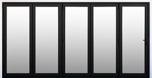 ALUMINIUM STACKING BIFOLD DOORS 5 PANEL, 3600x2100h, 5 RIGHT - BLACK, IN STOCK - Picture 1 of 1