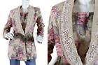 Vtg Blazer Jacket 90S Fitted Boho Floral Tapestry Style Lace Pastel Muted Xs/S