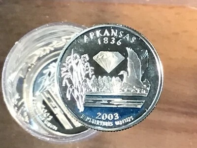 2003-S Arkansas Statehood Silver Quarter DCAM Proof Lot of 7 Coins - Image 1 of 4