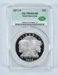 2011-P United States Army Commemorative Silver Dollar PR69 DCAM CAC - Picture 1 of 5
