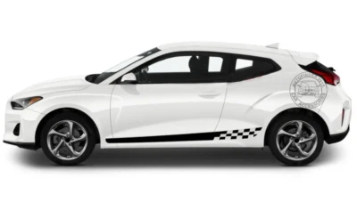 2 PCS Car Door Side Skirt Stripe Sticker For Hyundai Veloster Racing Sport Decal - Изображение 1 из 4