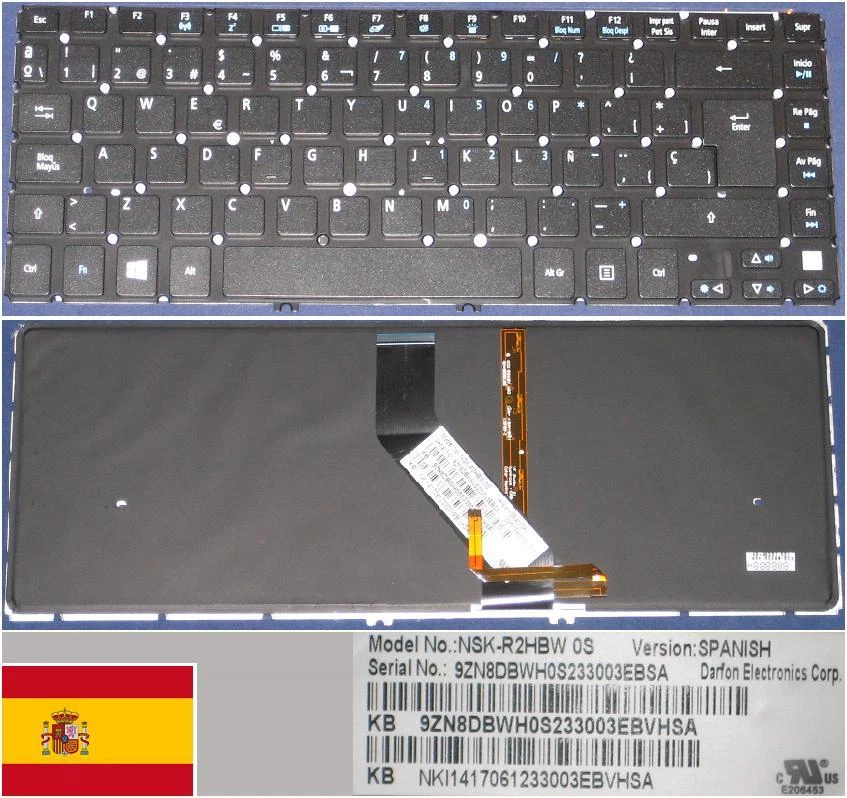 Details On Keyboard qwerty Spanish acer Aspire V5-431 V5-471 V5-471G NSK-R2HB - Image 1 of 1