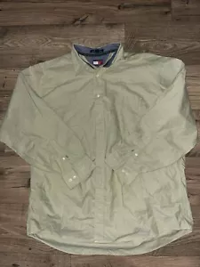 Vintage Tommy Hilfiger Button Up Shirt Mens Extra Large Long Sleeve Tan Logo - Picture 1 of 8