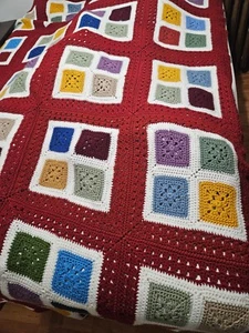 Afghan King Size Beautiful Handmade Granny Square - Picture 1 of 4