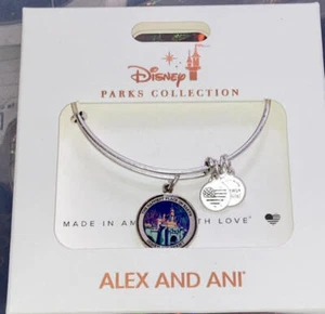 ALEX & ANI DISNEY Disneyland Castle Silvertone Bangle Bracelet NEW - Picture 1 of 3