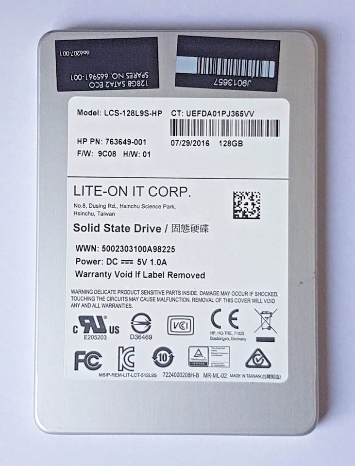 128 GB SATA III LITE-ON LCS-128L9S-HP MLC SSD 2.5" Internal Hard Drive - Image 1 of 1
