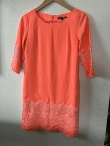 Gianni Bini Women’s Neon Orange Dress Size:XS 3/4 Sleeve Round Neckline - Picture 1 of 8