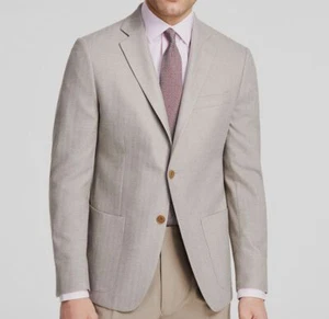 Michael Kors Men's Beige Classic-Fit Herringbone Woven SportCoat Jacket Size 46L - Picture 1 of 3