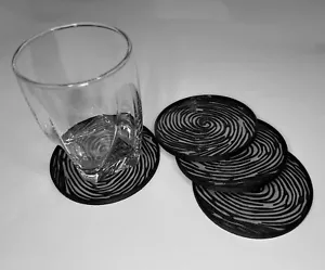 4pc Fingerprint Drink Coasters 4” Modern Decor gift for coffee lovers cup glass - Picture 1 of 3