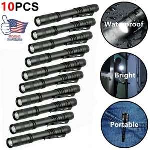 10 x LED Flashlight Clip Mini Light Penlight Pocket Portable Pen Torch Lamp
