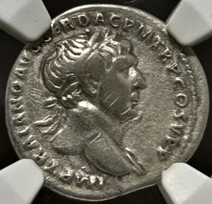 Trajan AR Denarius AD 98-117 Mars NGC VF - Picture 1 of 4