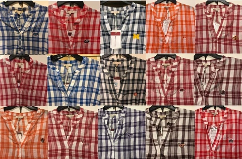New NCAA Women's Plaid Shirt Ladies Blouse Embroidered College Logo - Pick Cover