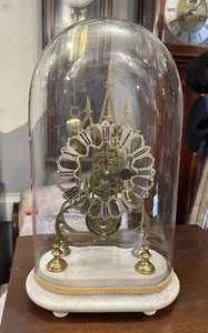 Very Fine Victorian Brass Chain Fusee Skeleton Clock Under Dome - Picture 1 of 12