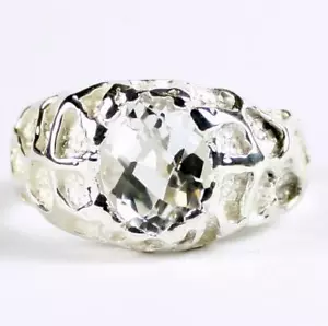 Anello uomo pepita in argento sterling 925, topazio in argento, SR168 - Foto 1 di 5