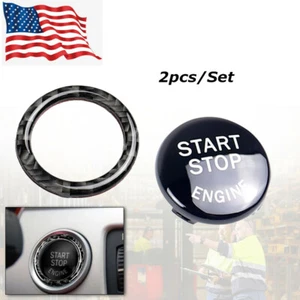 Black Start/Stop Engine Button Cover And Ring Trim For BMW E90 E92 E93 2009-12 - Picture 1 of 12