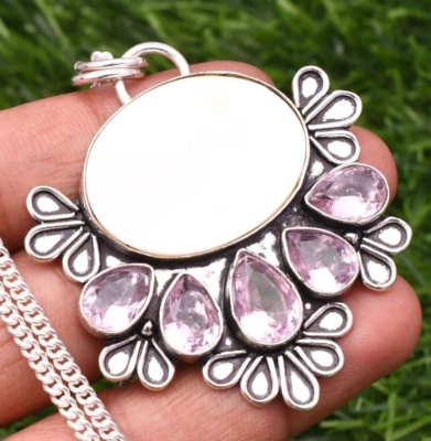 Perlmutt 925 Sterlingsilber Edelstein handgefertigter Schmuck Anhänger 2,15 Zoll - Bild 1 von 4