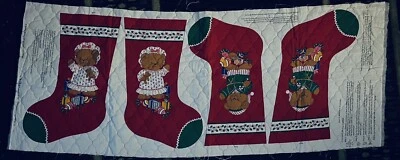 VTG Cranston "A Beary Merry Christmas" Stockings 2 Stockings Pre Quilted Panel - Image 1 of 4