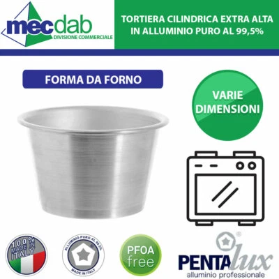 Tortiera Cilindrica Extra Alta in Alluminio Puro 99,5% Forma da Forno Pentalux  - Immagine 1 di 2