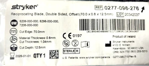 Stryker 0277-096-276 Säbelsäulenklinge, doppelseitig, Offset Ablaufdatum: 2026 & höher () - Bild 1 von 2