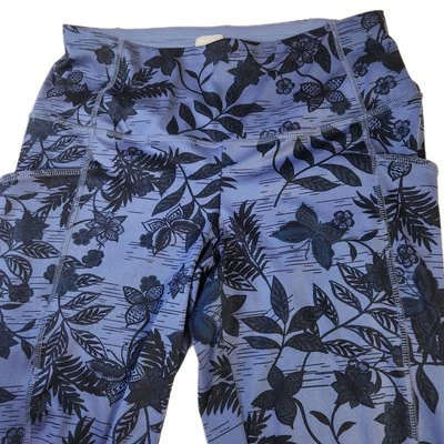 Chicos 1 Zenergy Womens Crop Ankle Leggings Sz Medium So Slimming Blue Tropical - Image 1 of 4