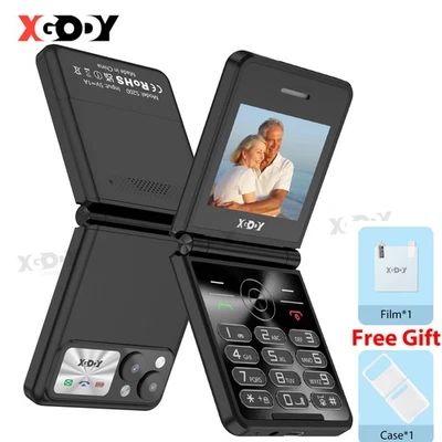 XGODY Cheap Foldable Flip Unlocked Mobile Phone 2*SIM Card 2G GSM Camera Large Button