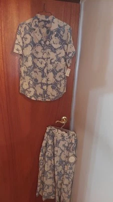 Новый с Ярлыками винтажный Christian Dior шелковая юбка комплект подходит размер. S / синяя рубашка размер 6 Юбка 10 - Изображение 1 из 4